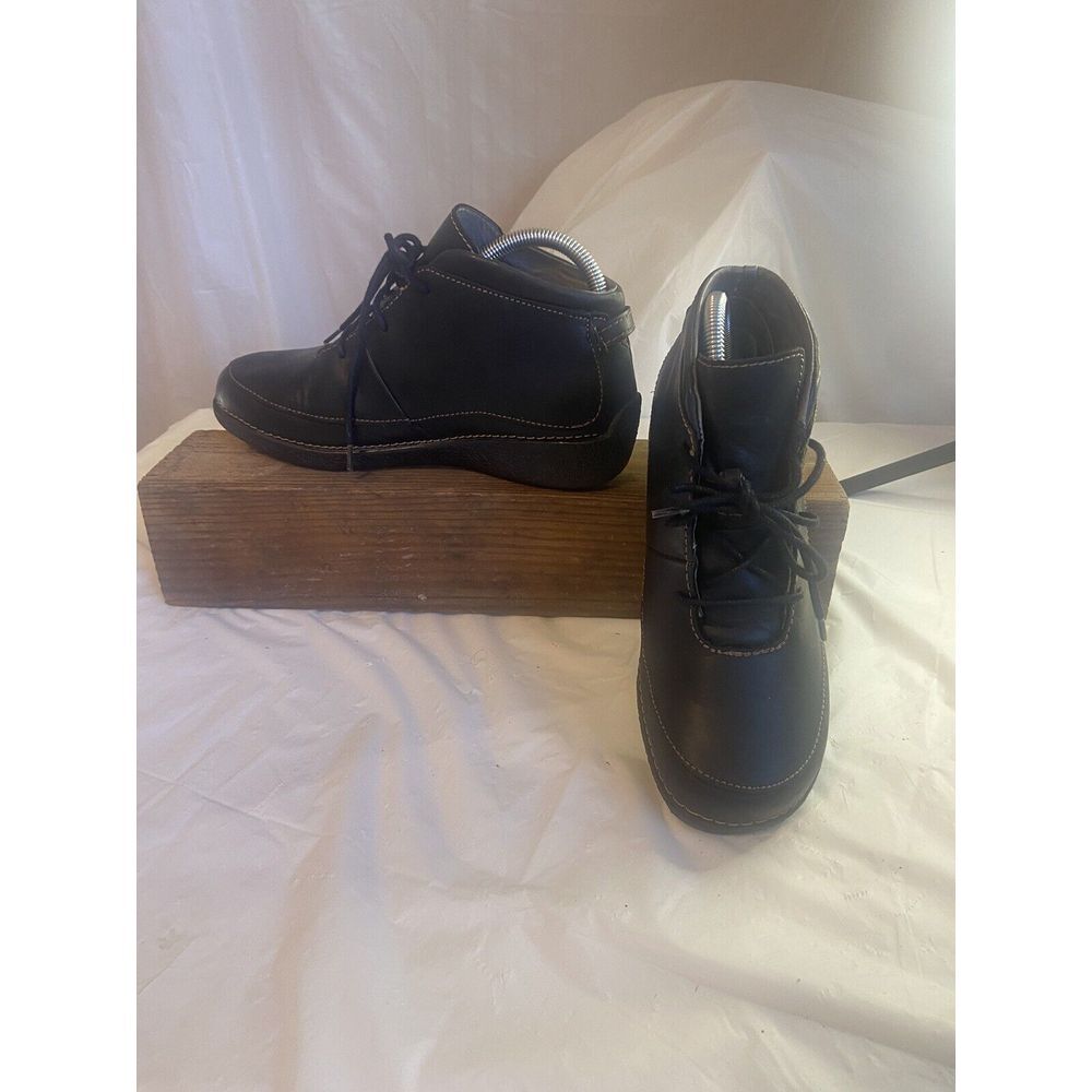 Women's Duluth Trading Company Andia Black Leather Lace‎ Up Ankle Boots-Size 8M